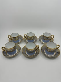 Lot of (6) Antique Sevres 1846 French porcelain cups and saucers