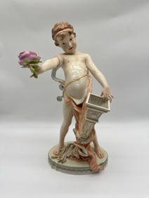 ADORABLE ANTIQUE KPM PORCELAIN FIGURE OF A CUPID