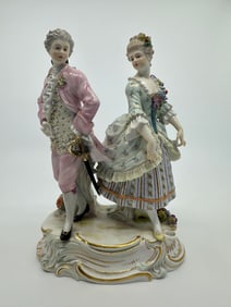 RARE ANTIQUE MEISSEN PORCELAIN GROUP OF COUPLE