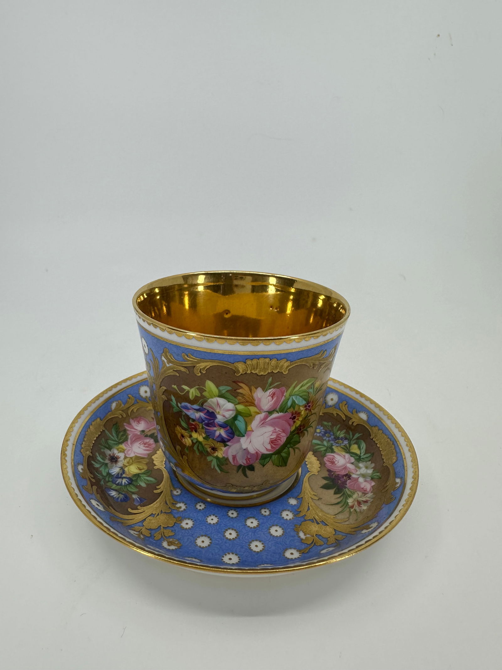 Rare antique sevres blue cup roses (1 of 9)