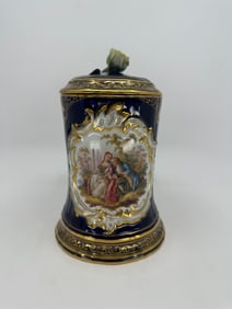 Rare Antique Meissen Porcelain Tankard Stein
