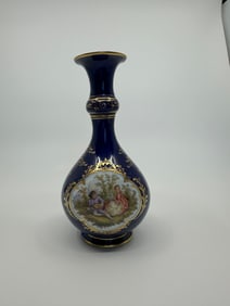 Antique Meissen porcelain bottle form Watteau vase