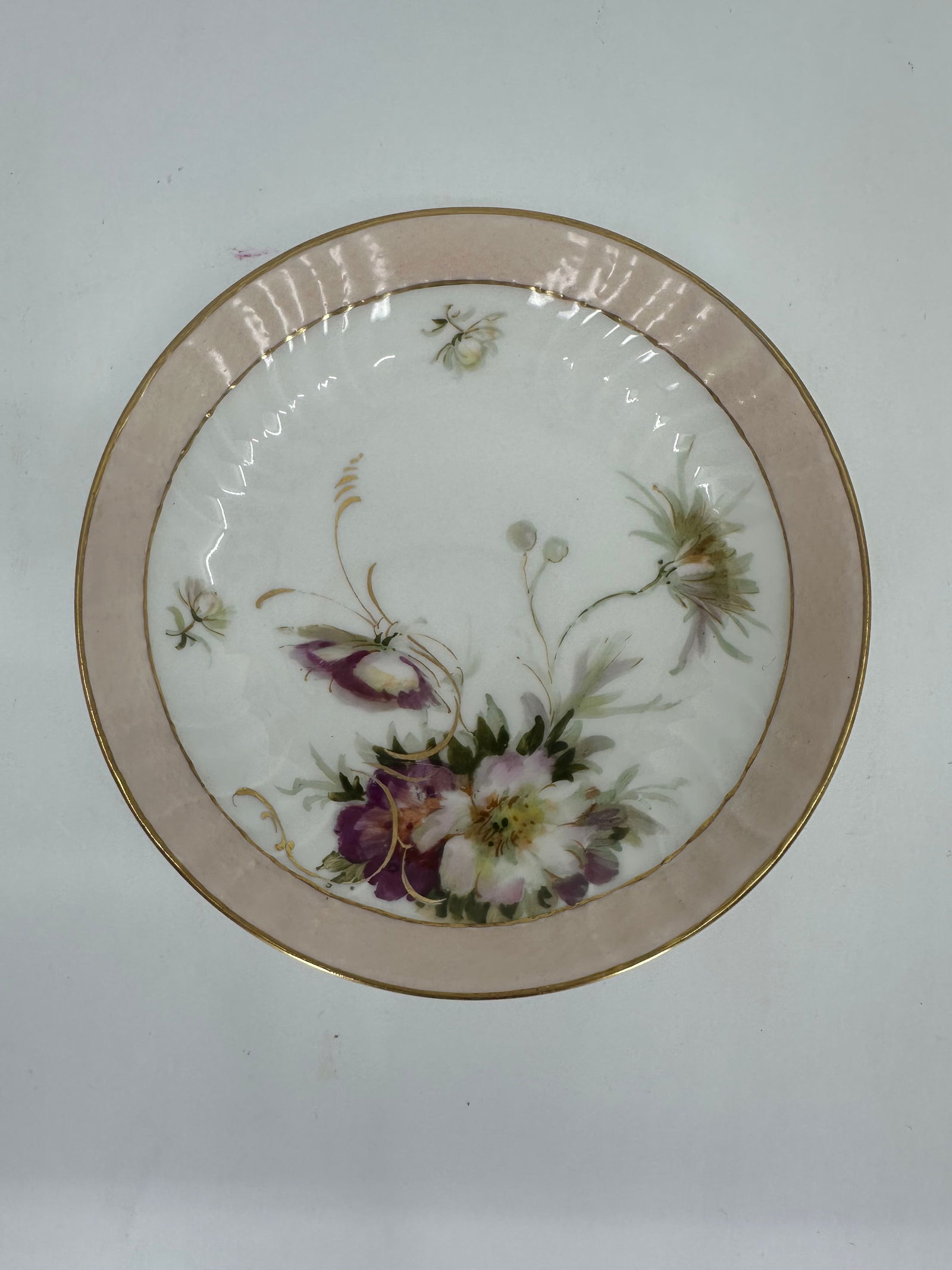 Antique KPM Floral Plate: KPM plate Hand Painted Flowers and Gilt border 5 5/8" D Excellent Condition