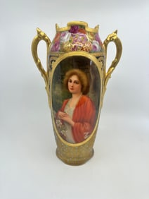 Antique Royal Vienna Portrait Vase Signed Wagner