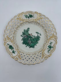 ANTIQUE MEISSEN PORCELAIN WATTEAU CABINET PLATE