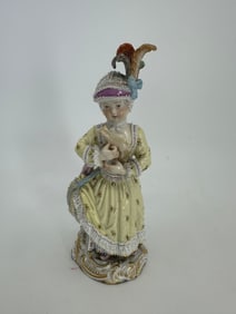 MEISSEN PORCELAIN FIGURE OF CHILD w/ LAMB TOY