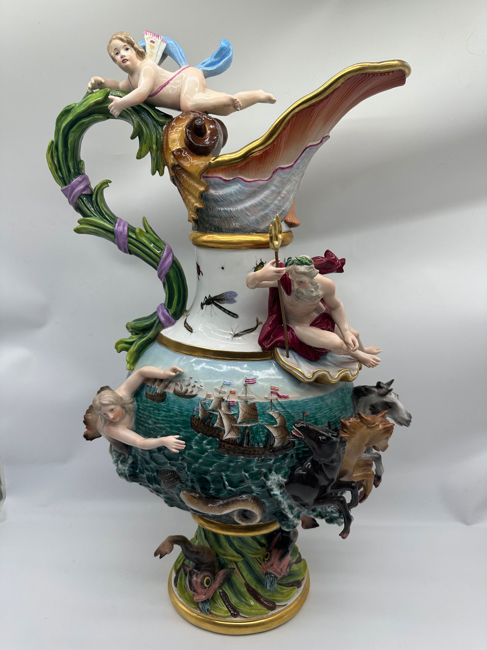 A MEISSEN PORCELAIN 'ELEMENTS' EWER EMBLEMATIC OF WATER (1 of 9)