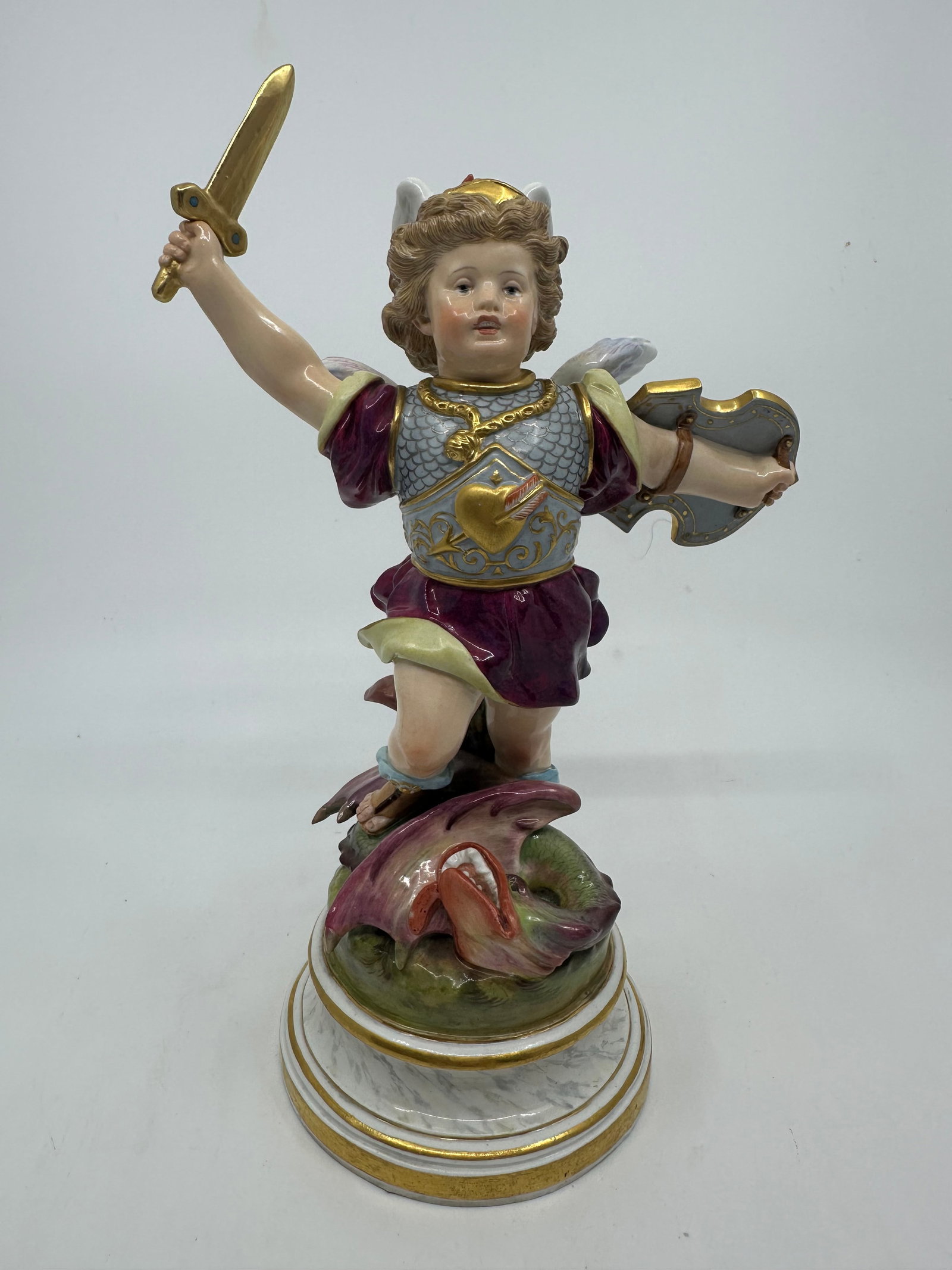 ANTIQUE MEISSEN PORCELAIN FIGURE OF CUPID OF ST. GEORGE (1 of 9)