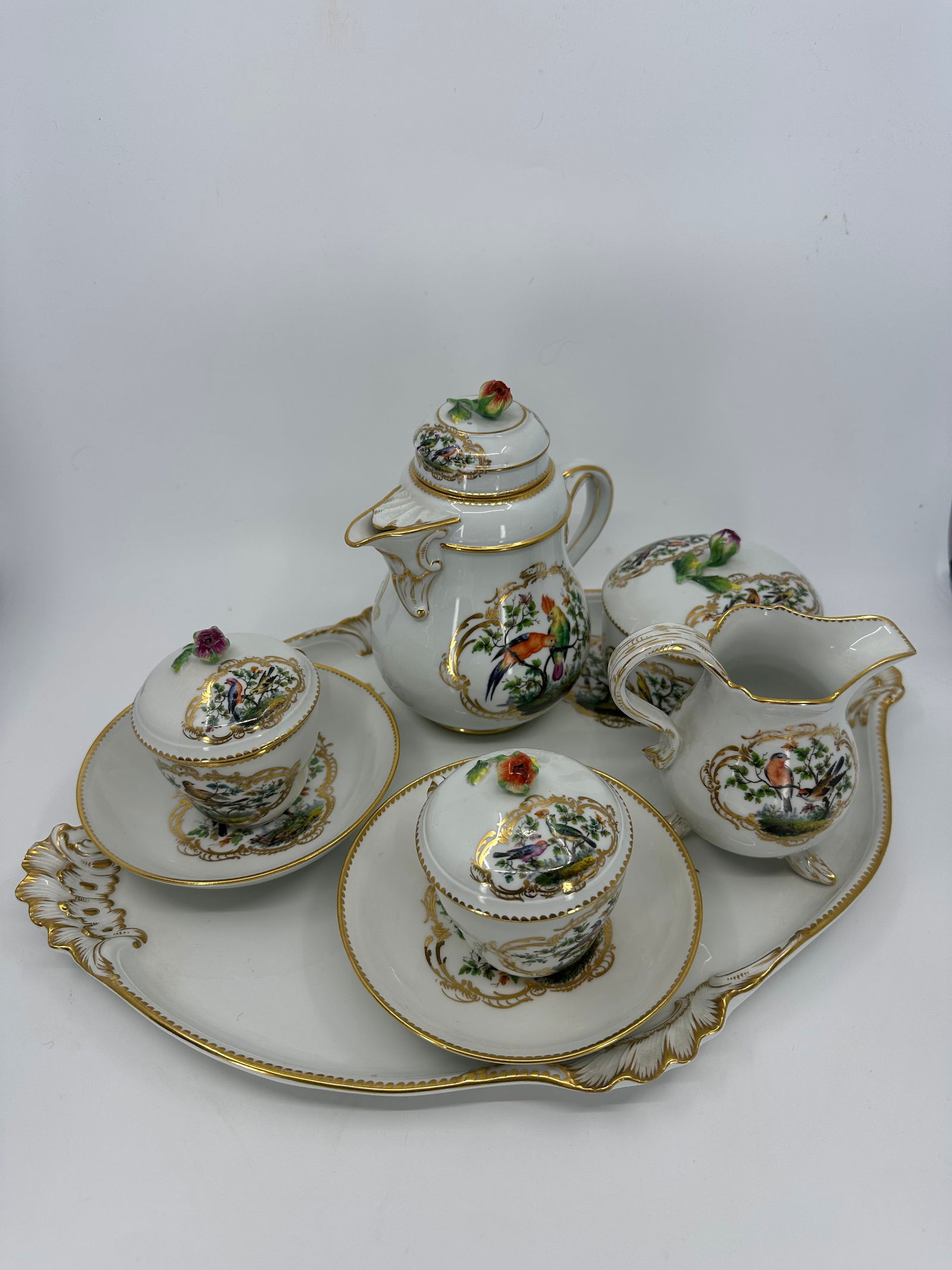 Rare Antique Meissen Porcelain Birds tea set (1 of 20)
