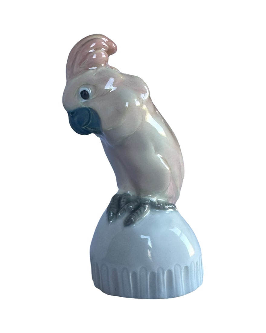 Antique Meissen Porcelain Cockatoo: MEISSEN Cockatoo. 19th cent. Blue crossed sword mark. Ht. 4 1/2" Excellent condition, no chips, or cracks.