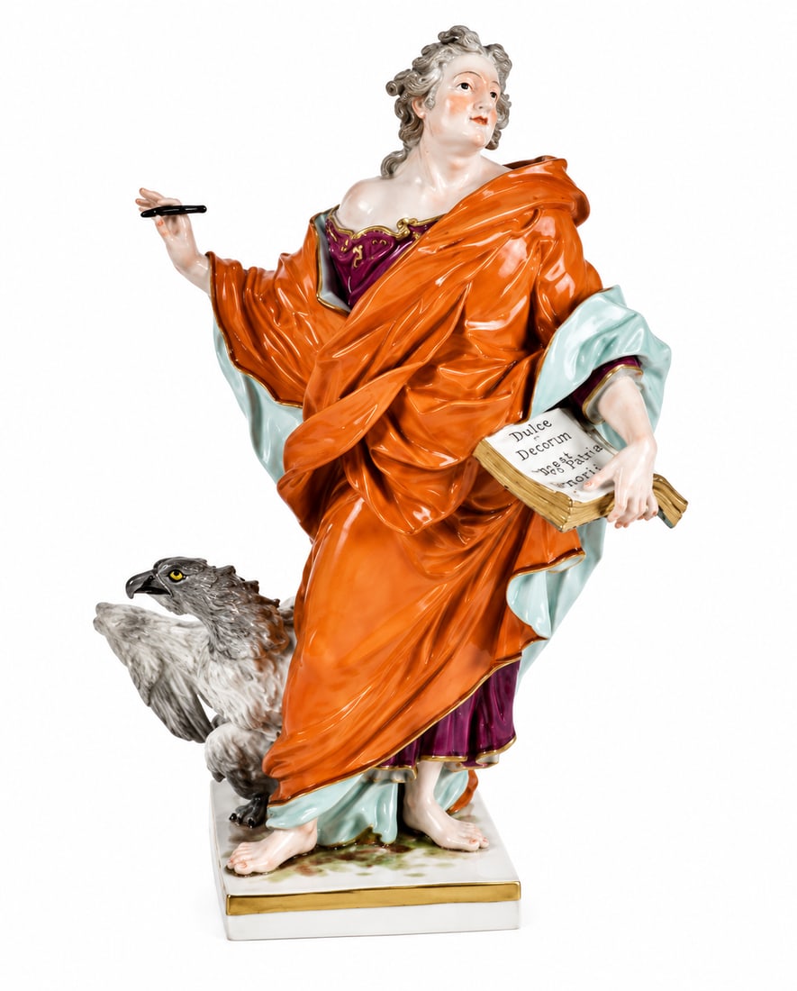 Meissen Porcelain Figure of Saint John the Evangelist: DescriptionGerman, late 19th century, after the model by J. J. Kaendler, faint blue crossed swords mark to base, expressively modeled and finely detailed, 15 x 8-1/2 x 7-1/2 in.