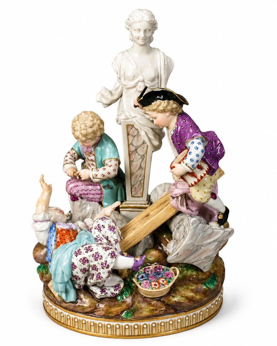 Meissen Porcelain Figural Group of the Swing (1 of 10)