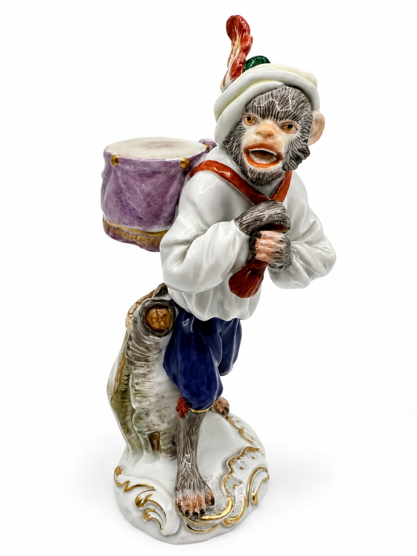 Meissen porcelain monkey band figure (1 of 6)