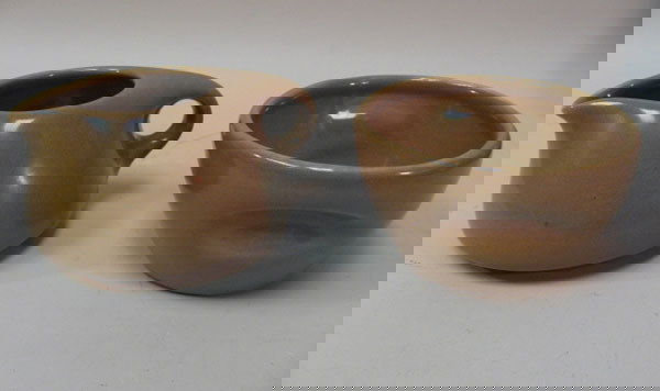 Russel Wright Iroquois brown stack creamer/sugar: Russel Wright Iroquois brown stack creamer/sugar 4 1/2" H.