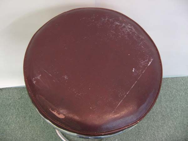 Gilbert Rhode chrome stool w/ red leather seat: 24"H.