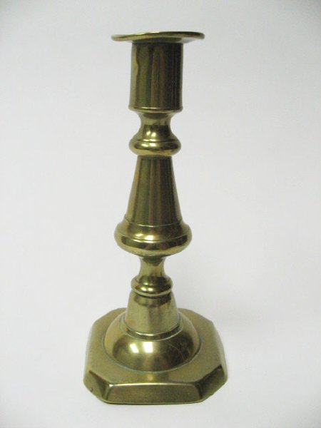 Three Early Brass Candlesticks, - 2