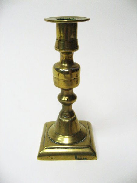 Three Early Brass Candlesticks, - 3