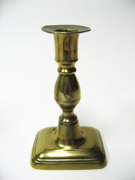 Three Early Brass Candlesticks, - 4