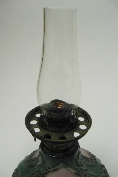 A Painted Glass Fluid Lamp, - 4