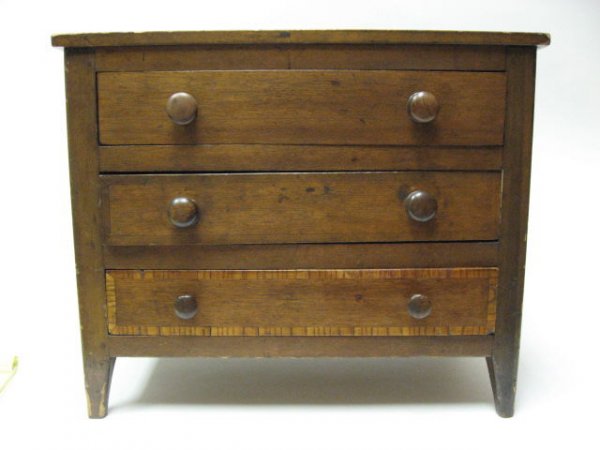 A Miniature Walnut Chest of Drawers, - 2