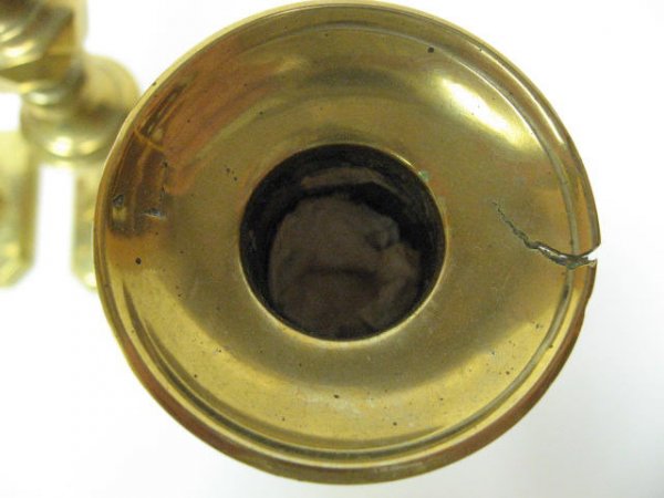 Four Early Brass Candlesticks, - 2