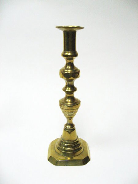 Four Early Brass Candlesticks, - 3