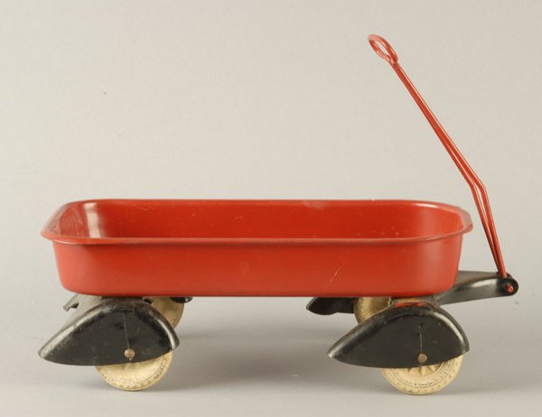 Tin Red Wagon w/ hard rubber tires