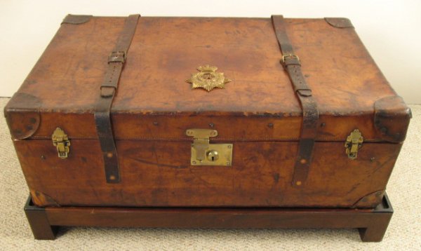 English Victorian Leather Military Trunk
