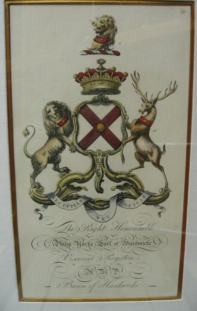 Set of 4 English Heraldry Handcolored Engravings - 4