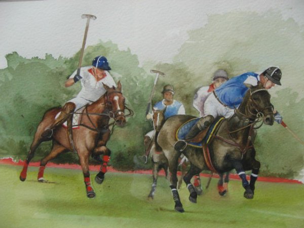 Hanna Smith Watercolor "Polo Players", - 2