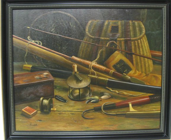 Snell Oil on Canvas of Fishing Rods & Reels