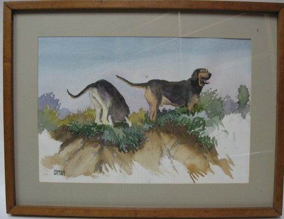 Richard Dimon Watercolor "Dogs",