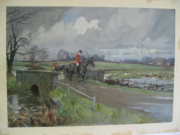 Lionel Edwards Watercolor and Gouache, "The Bridge