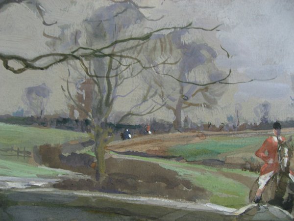 Lionel Edwards Watercolor and Gouache, "The Bridge - 2