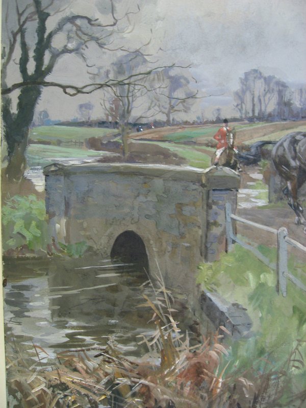 Lionel Edwards Watercolor and Gouache, "The Bridge - 5