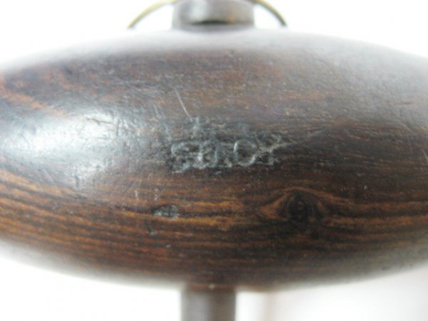 Old French Corkscrew w/ mahogany handle and brush - 2