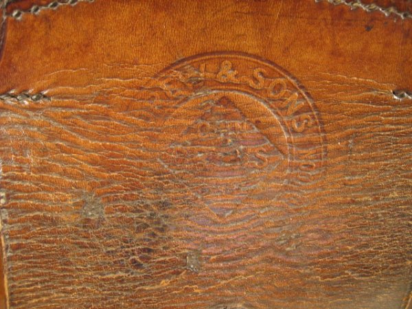 Victorian Antique Leather Military Trunk w/ crown - 2