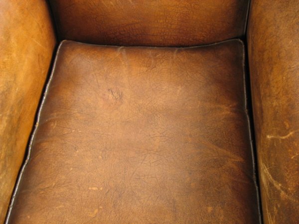 Pr. French Leather Club Chairs, c. 1920 - 2