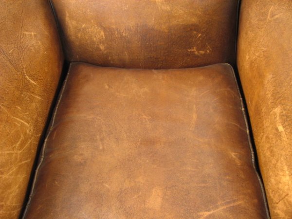 Pr. French Leather Club Chairs, c. 1920 - 3