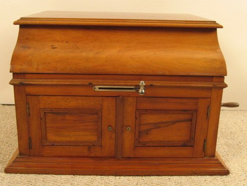 French Pathe Phonograph in Walnut case, c.1900,