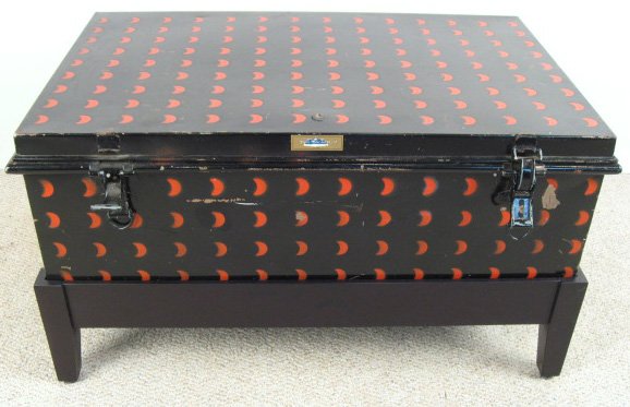 English Metal Military Trunk on stand