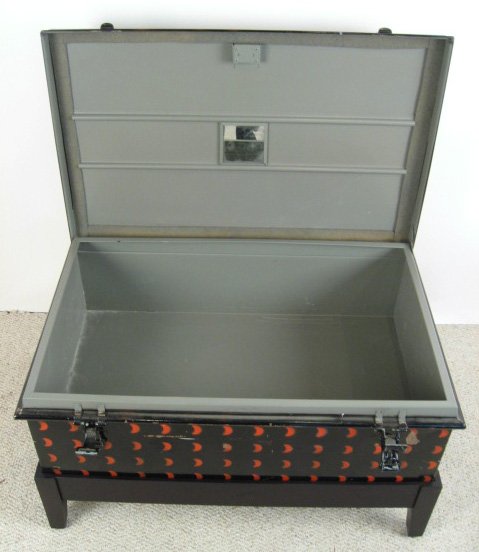 English Metal Military Trunk on stand - 2