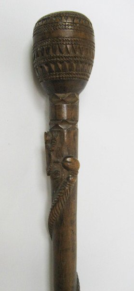 German Carved Walking Stick w/ snake and lizard