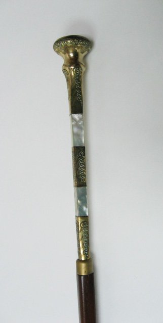 Walking Stick, brass and mother-of-pearl