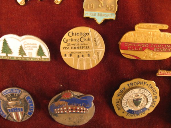 Collection of Curling Pins & Badges, - 2
