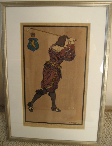 F.T. Richards Lithograph of Golfer in Costume
