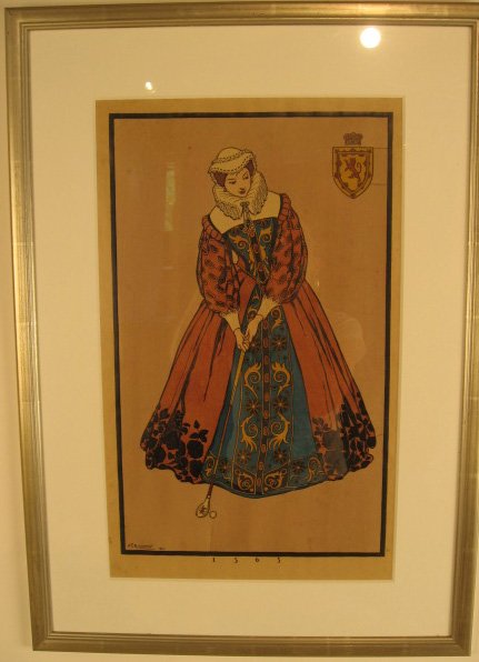 F.T Richards Lithograph of Lady Golfer in Costume