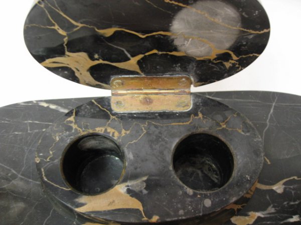 e.20th c. Italian Marble Inkwell, - 2
