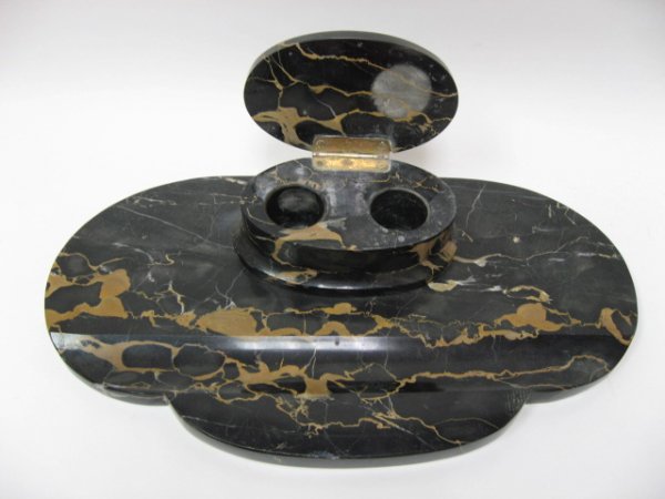 e.20th c. Italian Marble Inkwell, - 3