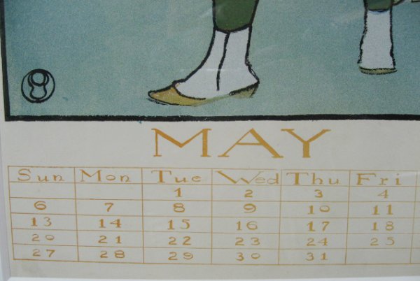 Penfield Calendar Page May, c. 1900 w/ two golfers - 2